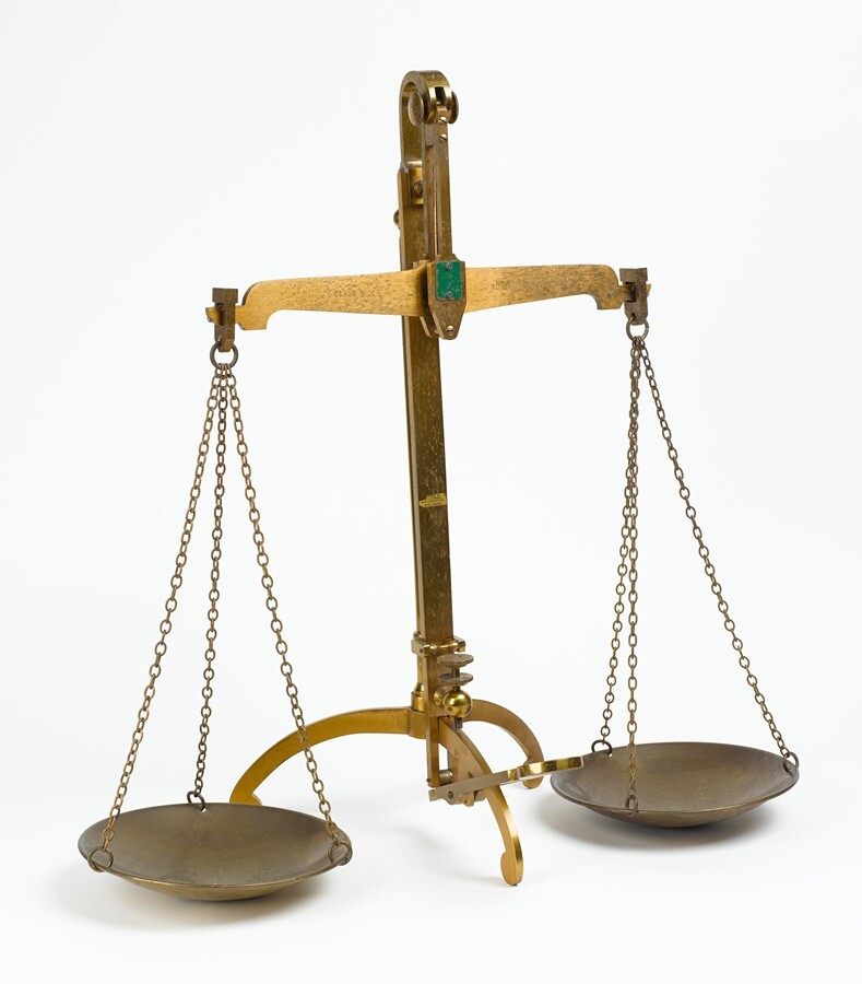 Brass inspector scales dating from c.1900 used in Newry Post Office. Newry and Mourne Museum Collection