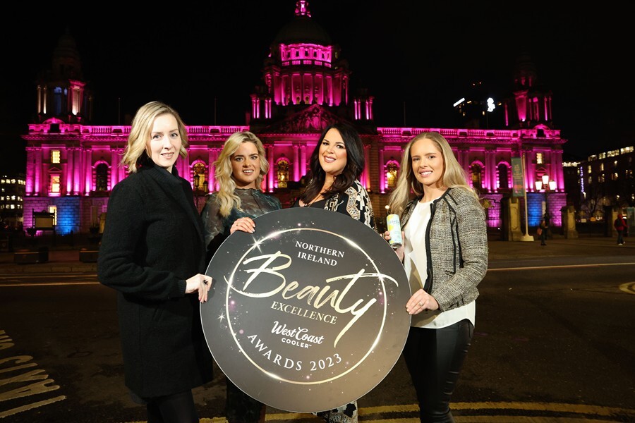 Announcing the finalists at the NI Beauty Excellence Awards are from left: Katrina Doran, judge of the NI Beauty Excellence Awards; Aimee Rourke from Daily Mirror and Belfast Live; Sarah Weir, Director of Weir Events and Laura Shiels from West Coast