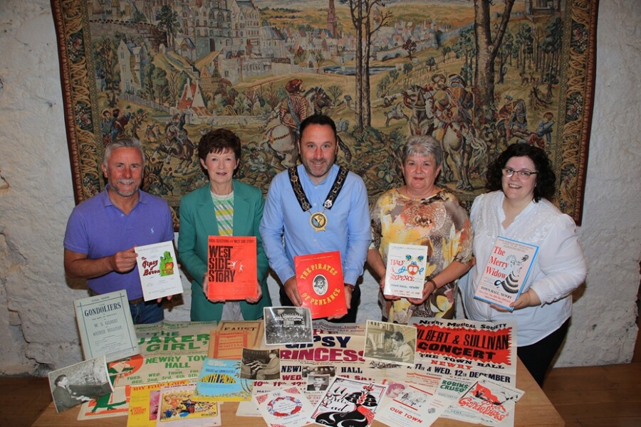 Newry, Mourne and Down District Council Chairperson, Councillor Pete Byrne pictured with from left: Declan McConaghy, Urbanie Fegan, Dympna Fitzpatrick and Newry and Mourne Museum, Collections Officer Joanne Cummins.