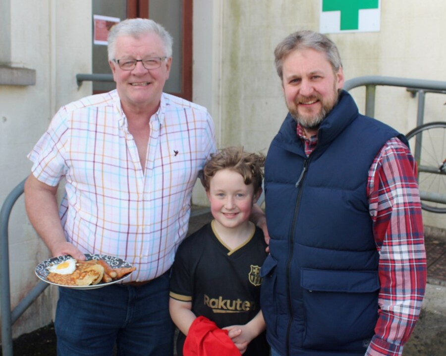 Brian Lockhart, Chairman, Newry Show with visitors to the Show's Big Breakfast in Jerrettspass.