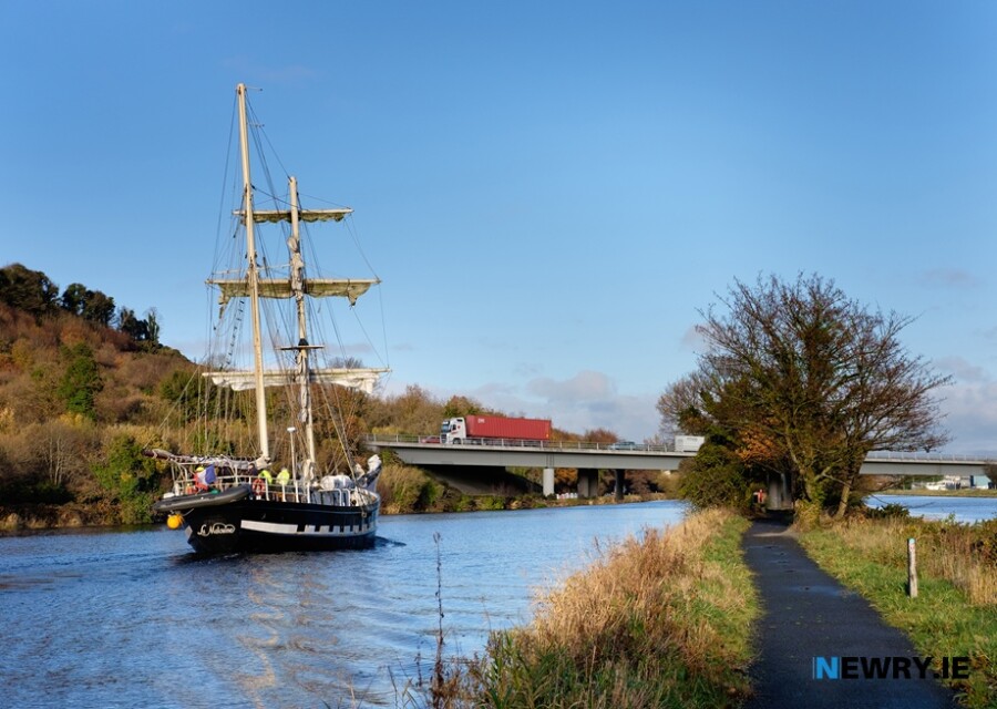 A photoshopped image to illustrate what Newry Ship Canal will look like with the proposed fixed bridge. Photograph: Columba O'Hare/ Newry.ie 