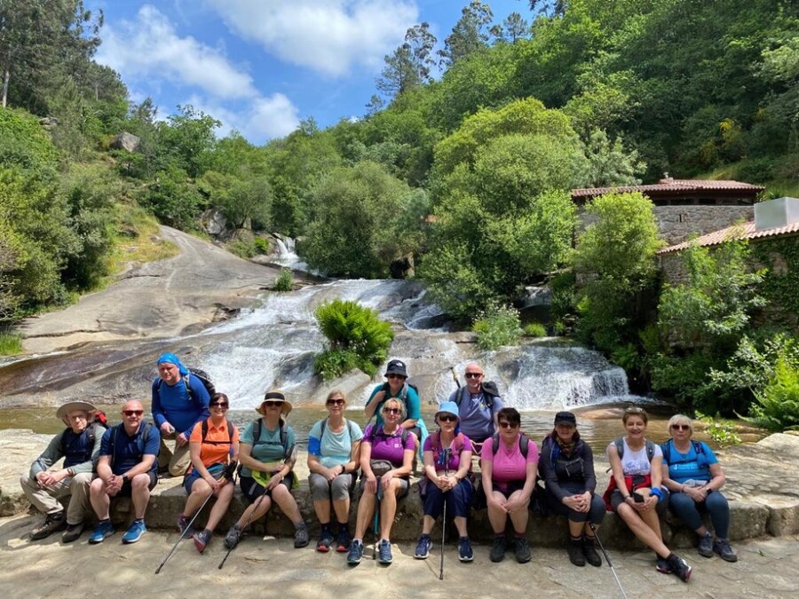 Walkers on last year’s Camino trek for Southern Area Hospice take a break during their 113km walk across northwest Spain.  