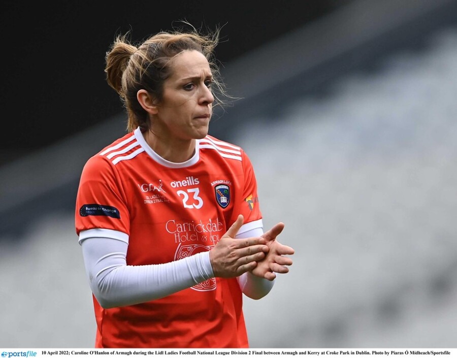 Caroline O'Hanlon of Armagh during the Lidl Ladies Football National League Division 2 Final between Armagh and Kerry at Croke Park in Dublin in 2022. Photograph: Piaras Ó Mídheach/Sportsfile