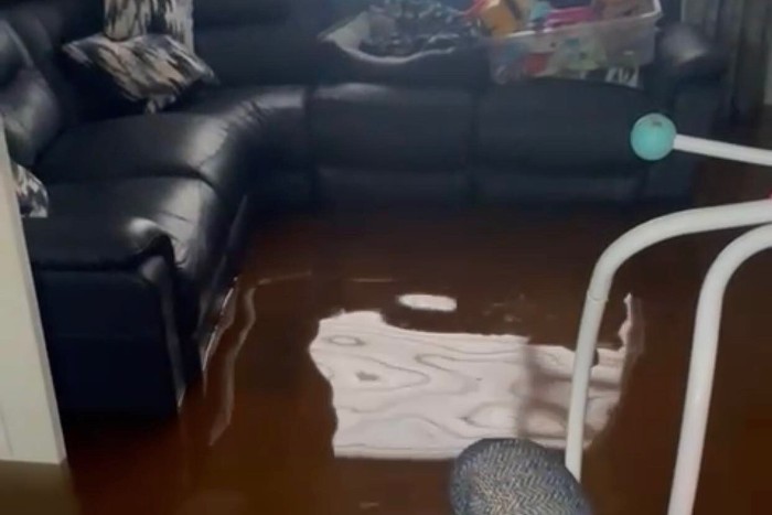 Extensive water damage to the house at Cashel Close.