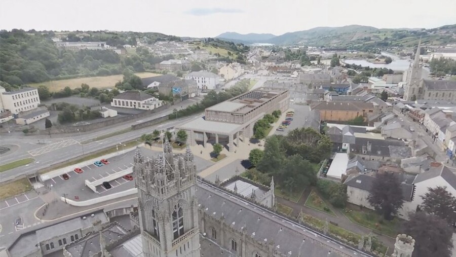 The proposed Civic Centre/ Council Offices at the back of Newry Cathedral.