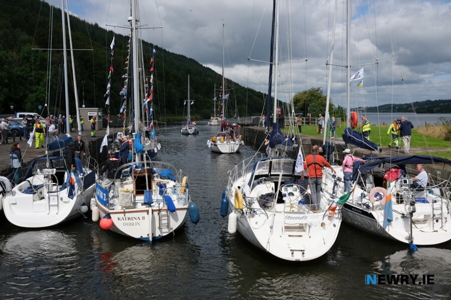 Yachts travelling up Newry Ship Canal from Victoria Lock. Photograph: Columba O'Hare/ Newry.ie 