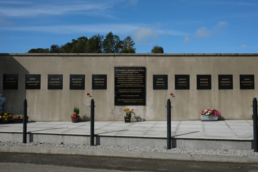 A memorial to the ten men murdered at Kingsmill.