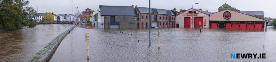 Extensive flooding in Newry at Basin Walk on Halloween. Photograph: Columba O'Hare/ Newry.ie 