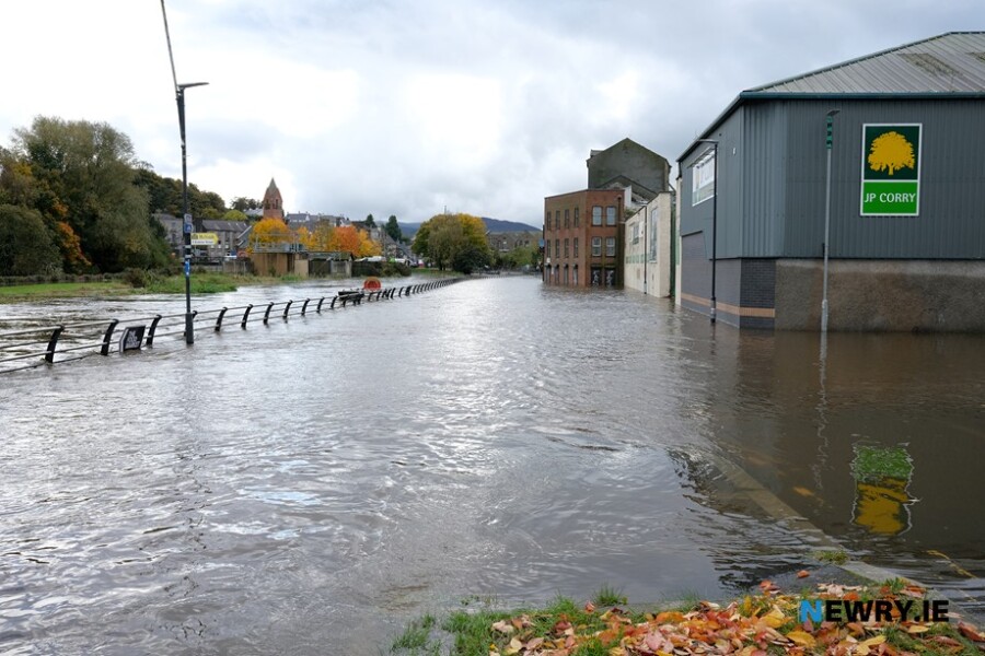 Canal Quay in Newry during the flooding. Photograph: Columba O'Hare/ Newry.ie 