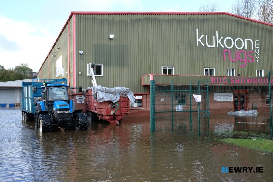 Flooding at Kukoon Rugs, Carnbane is still an issue this morning. Photograph: Columba O'Hare/ Newry.ie 