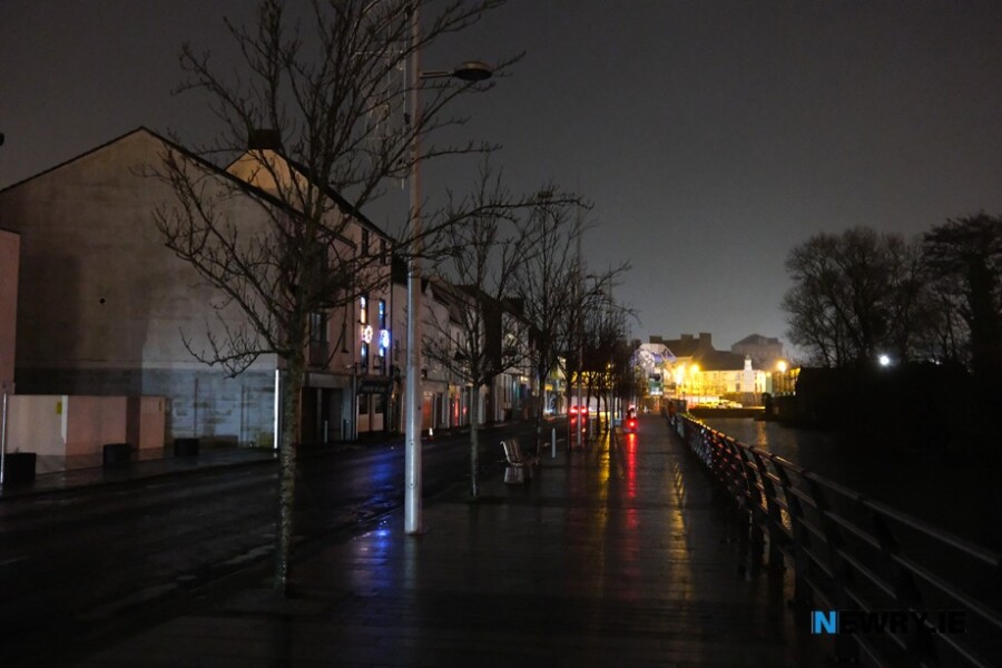 Street lighting issues at Merchants Quay in Newry have been an issue this few years now. Photograph: Columba O'Hare/ Newry.ie   
