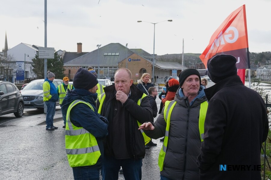 Translink staff striking in December 2023. Photograph: Columba O'Hare/ Newry.ie 