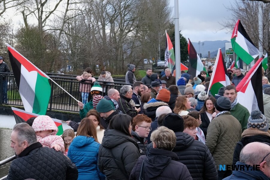 Protestors at a support rally for Palestinians in Newry on New Years Eve. Photograph: Columba O'Hare/ Newry.ie 