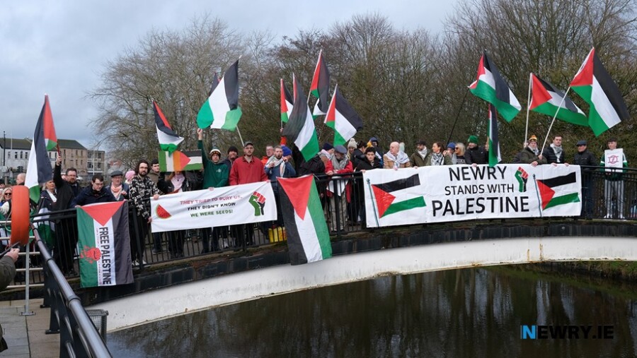Pictured at the New Years Eve for Palestine rally in Newry. Photograph: Columba O'Hare/ Newry.ie 