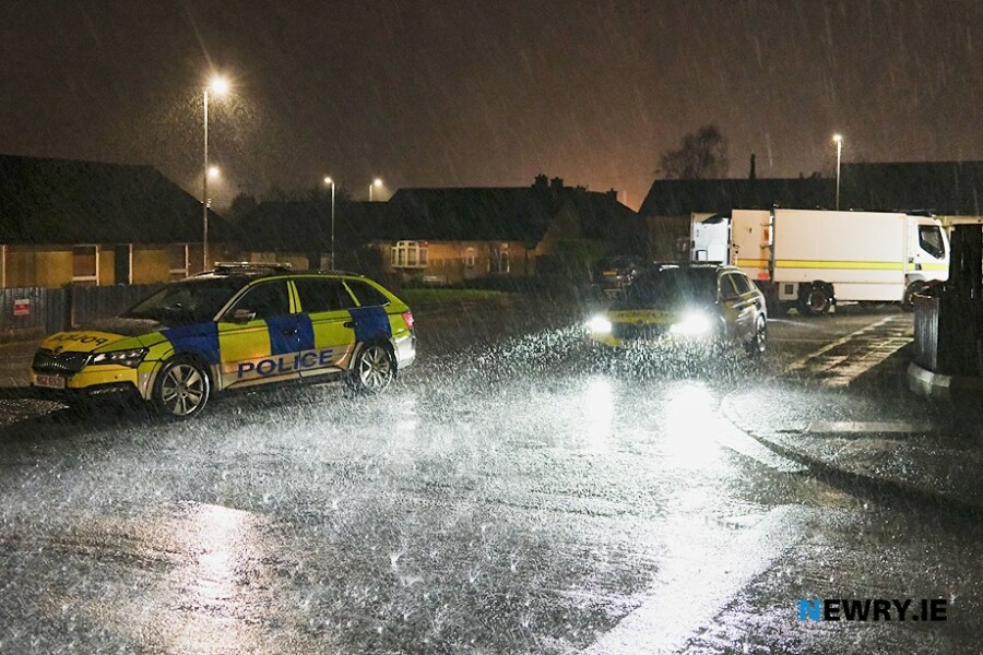 The scene at Drumgullion Avenue last night. Photograph: Columba O'Hare/ Newry.ie 