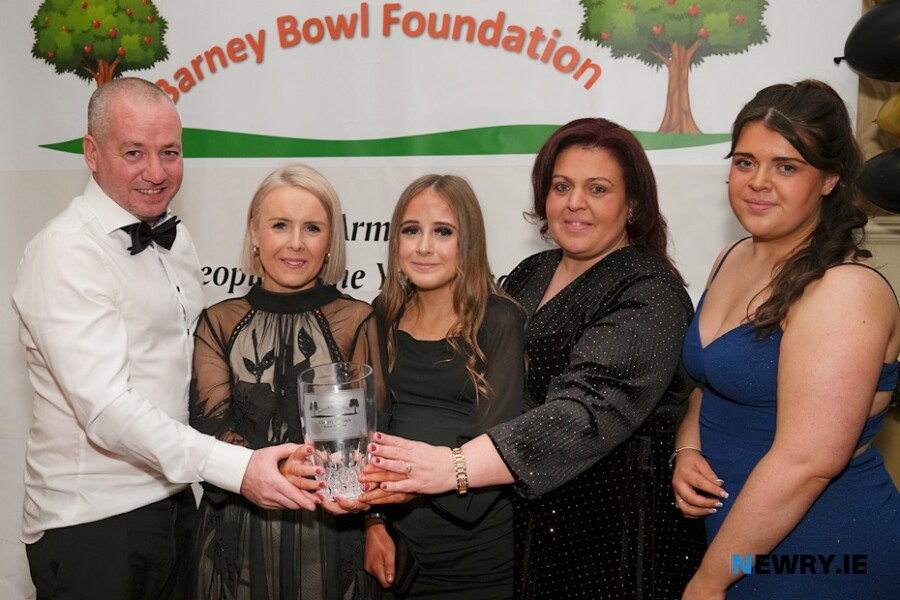 Aidan Crummy, Amazing Abilities was the recipient of the County Armagh Person of the Year Award. Included with Aidan were from left: Karen Crummy, Ava Crummy, Paula O'Brien and Jessica O'Brien. Photograph: Columba O'Hare/ Newry.ie 