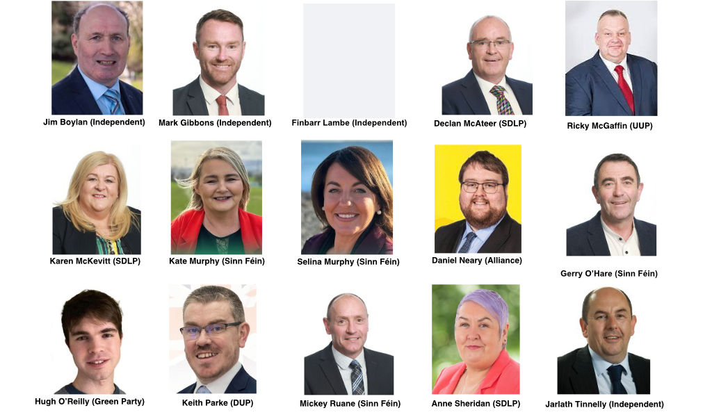 CROTLIEVE (6 seats)  Includes wards: Burren, Derryleckagh, Hilltown, Mayobridge, Rostrevor, and Warrenpoint.