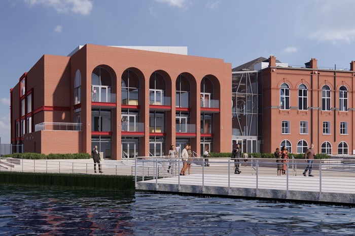 The red/rust design of the new Theatre.