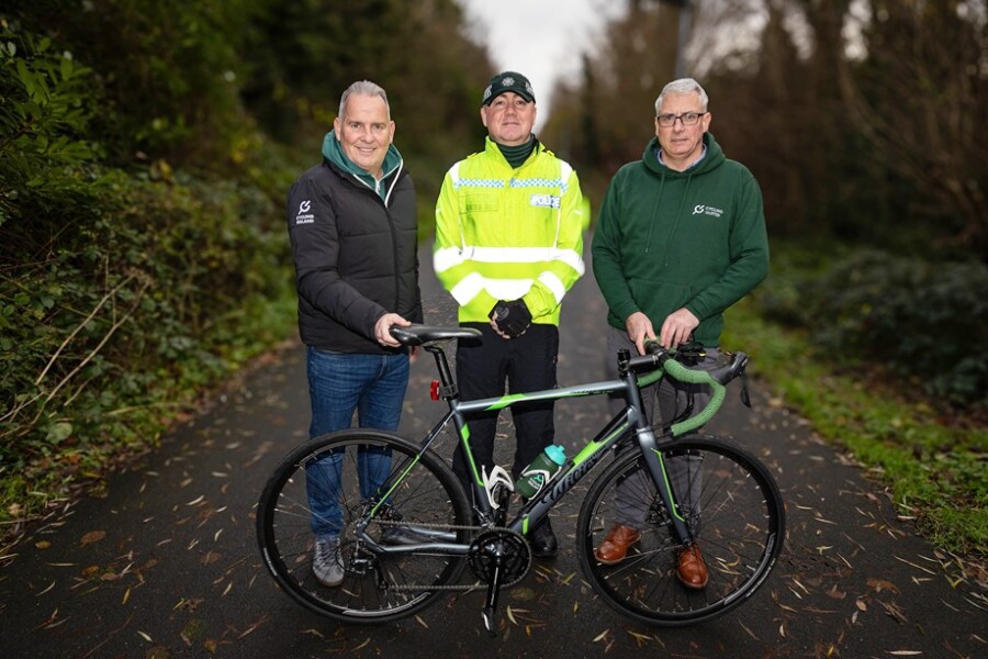 Gary Lavery, Membership Development Officer, Cycling Ireland, Inspector Pete Cunningham and Paul Sanders, Secretary, Cycling Ulster.