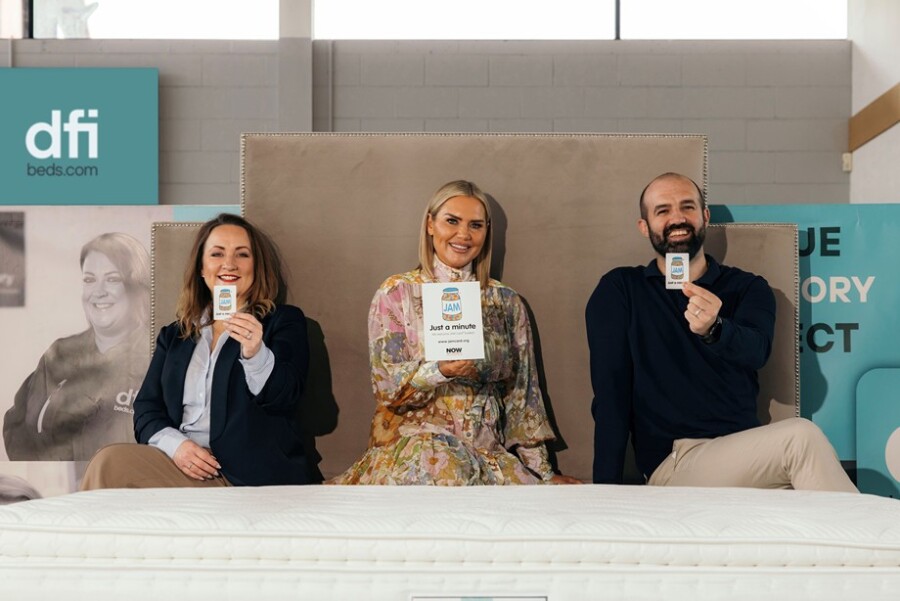 Nicola Tipping, Business Development Manager at the NOW Group pictured with DFI Beds collaborator, Erin McGregor and Managing Director of DFI Beds, Brian McCann.
