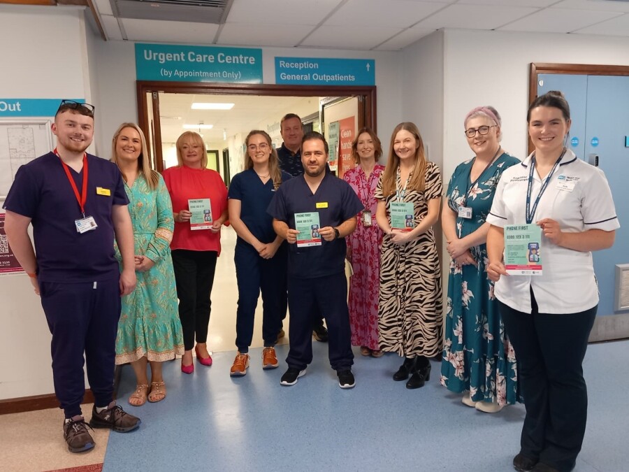Some of the new Daisy Hill Hospital Urgent Care Centre team: Hayden Shilliday, Health Care Assistant, Karen Walker, Interim Head of Urgent Care Services, Catherine Sheeran, Assistant Director, Dr Niamh Rogers, Kyle Peters, Administrator, Dr Chris Elliott, Valerie Currie, Lead Nurse, Sharon McGuigan, Operational Lead, Dr Rosemary Sloan, Clinical Lead, Aoife Sherry, Clinical Specialist Physiotherapist.