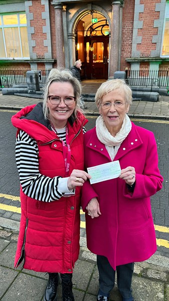 Niamh’s grandmother Mary Murphy with Simon Community Representative Marianne McCaul.
