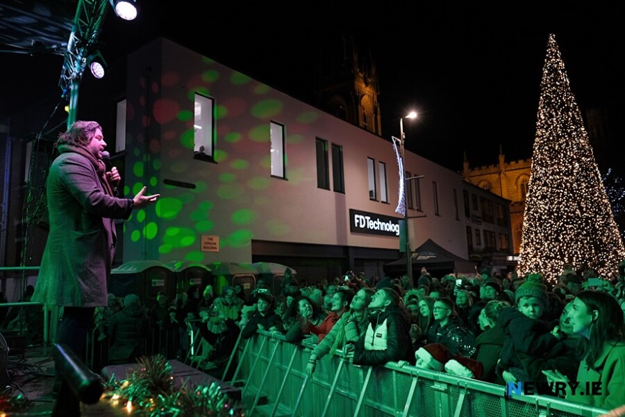 Brian Kennedy entertains the crowd at Marcus Square. Photograph: Columba O'Hare/ Newry.ie 