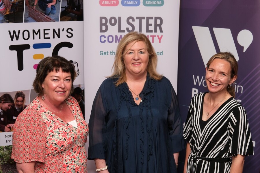 Pictured at the event were from left: Lynn Carvill, Chief Executive, WOMEN’STEC; Jacinta Linden, Chief Executive, Bolster Community and Lorraine Acheson, Managing Director, Women in Business NI.