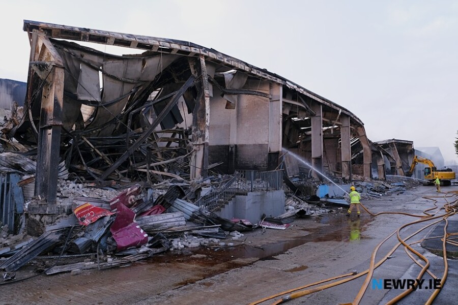 Complete destruction at Loughbrook Industrial Estate, Bessbrook. Photograph: Columba O'Hare/ Newry.ie 