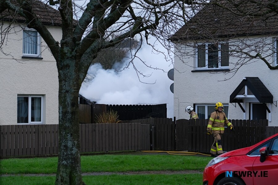 The scene of the fire on Killeavy Road. Photograph: Columba O'Hare/ Newry.ie 
