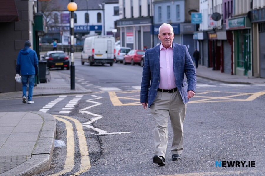 Hugh McShane walking through Sugar Island in Newry. Photograph: Columba O'Hare/ Newry.ie 