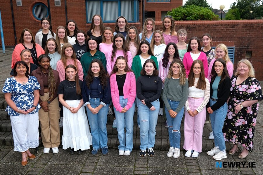 Some of the top performing A Level students at Our Lady’s Grammar School: Included are: Naomi Abiona, Sophie McGivern, Caoimhe Agnew, Olivia Austin, Laura Begley, Lauren Devlin, Abbie Finnegan, Sarah Fitzpatrick, Ava Garvey, Ciara Grant, Sarah Malcomson Doyle, Niamh Mason, Colleen McClean, Morrigan McEvoy, Aisling McKeown, Niamh Morgan,  Molly Murdock, Katie Murphy-Treanor, Tara Murray, Siun Ni Choigligh, Aisling O'Callaghan, Lucy O'Hanlon, Hannah Owens, Tara Phillips, Rachel Rice, Niamh Sands, Aoibh Starrs, Emily Tighe and Kerryann White.