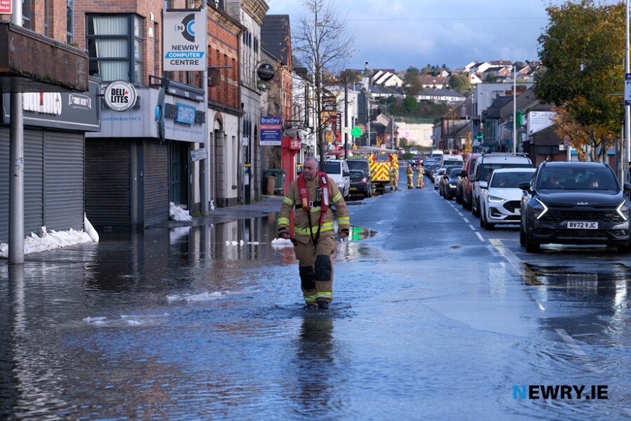 Floods also affected parts of Monaghan Street in the city. Photograph: Columba O'Hare/ Newry.ie 