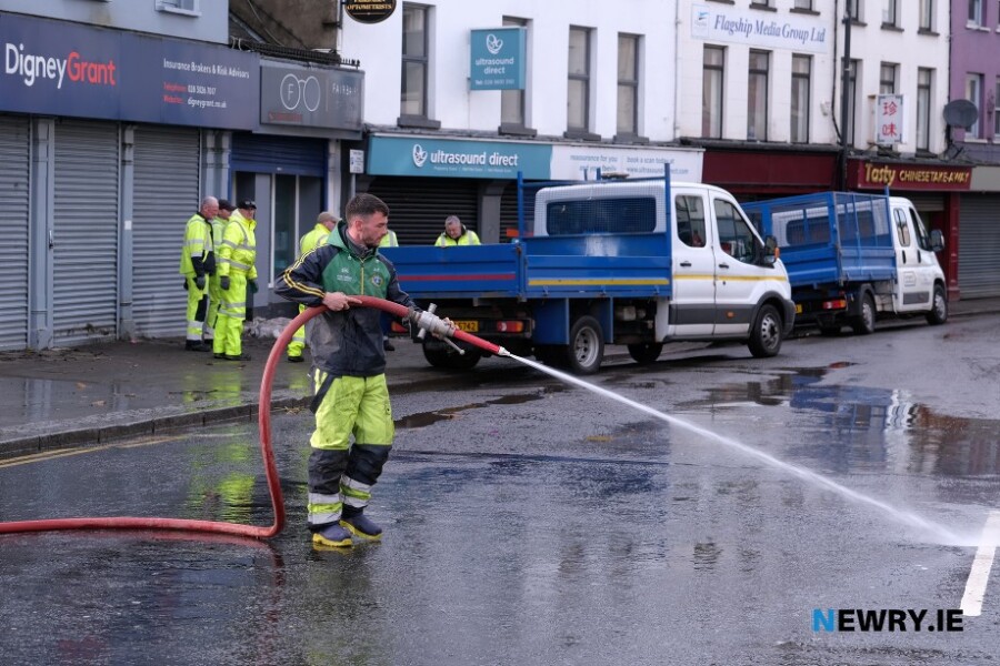 The cleanup gets under way at Sugar Island. Photograph: Columba O'Hare/ Newry.ie 