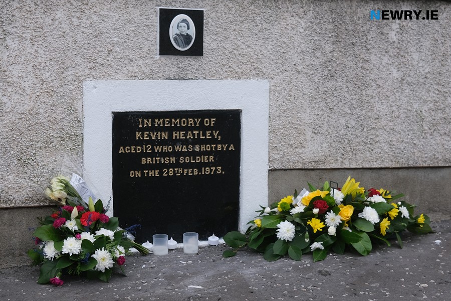 Flowers placed at a memorial to Kevin Heatley on the 50th Anniversary of his death.
