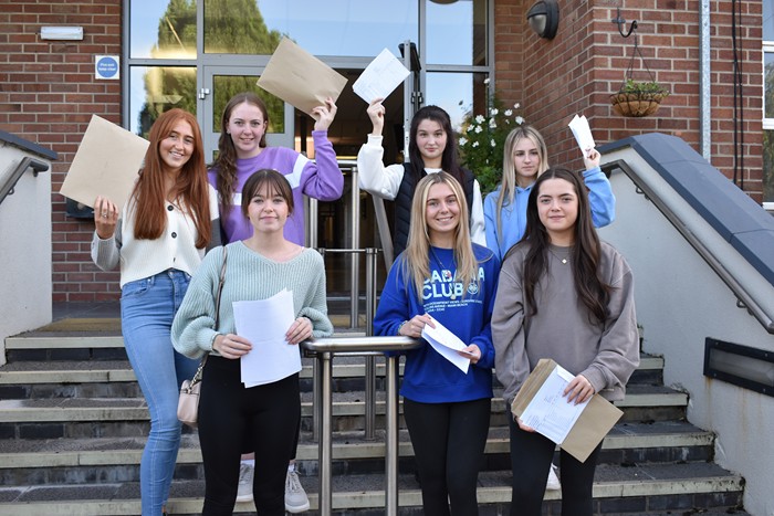 Celebrating their GCSE results at Newry High School