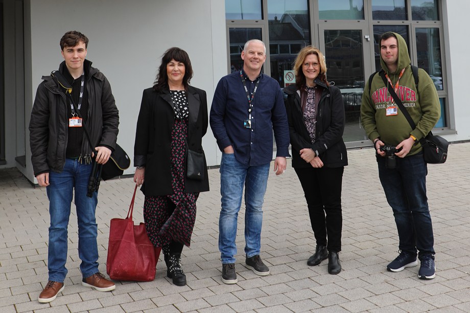 Highlighting the Get Set Ready training and employment programme are from left: Tommy Topping (Level 3 Banbridge Media Student), Belinda Peach (Get Set Ready), Christopher Hobson (SRC), Louise Reid (Get Set Ready), Jordan Blair (Level 3 Banbridge Media Student) 