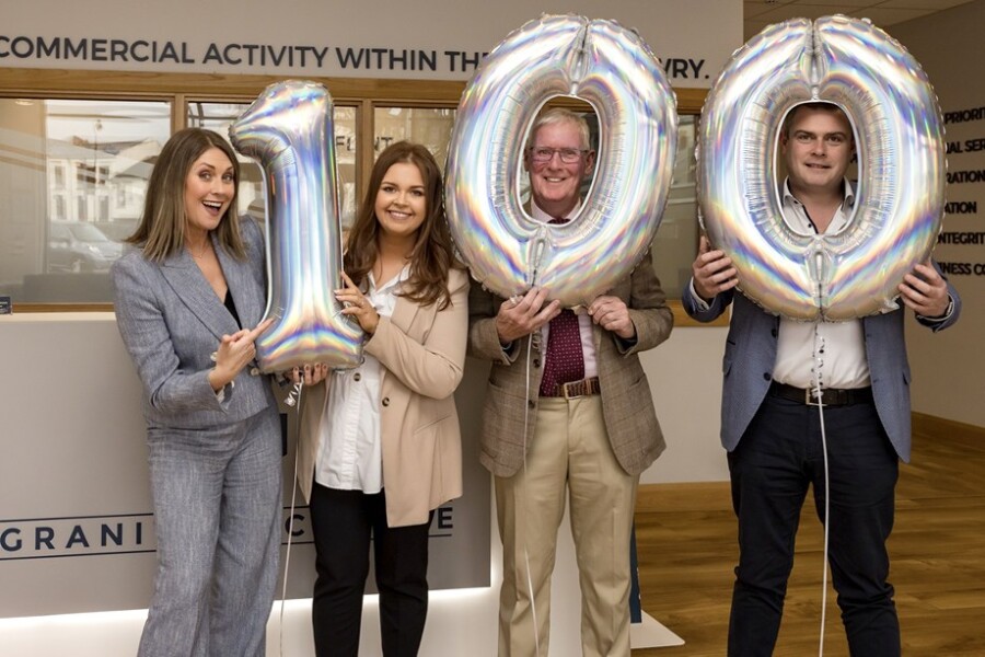 Celebrating the 100th Public Eye Podcast are from left:  Sarah Travers (Host of Podcast / Director of Bespoke Communications) Colleen O'Hare (Managing Director Granite Exchange / Podcast Manager) John Bosco O'Hagan (Founder Specialist Group) Ciaran O'Hagan (Managing Director Specialist Group)