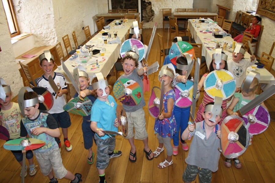 Children making Viking shields and swords at Newry and Mourne Museum Summer Camps. Newry and Mourne Museum Collection