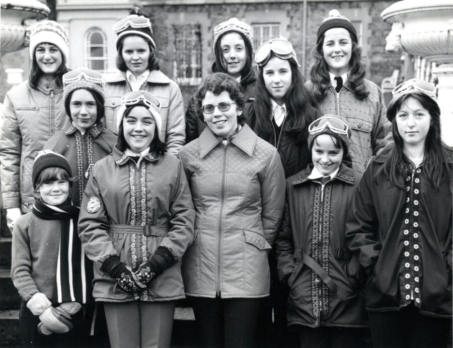 Pupils and staff from Our Lady’s Grammar School who participated in the ski trip in 1975. Newry & Mourne Museum Collection