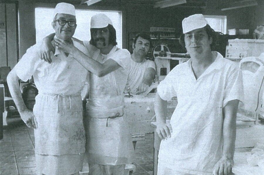 John Ellis, Aidan Doyle, Albert Gribben and Joe O’Flaherty, who were bakers, photographed in 1973.