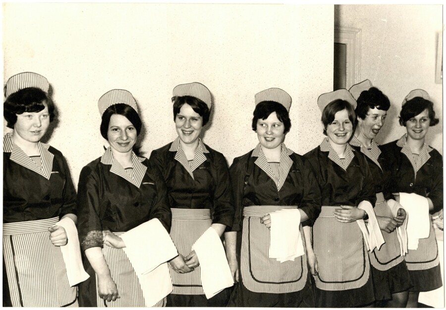 Waitresses at Newry Catering College during Terence O’Neill’s visit during Civic Week in 1968. Newry & Mourne Museum Collection