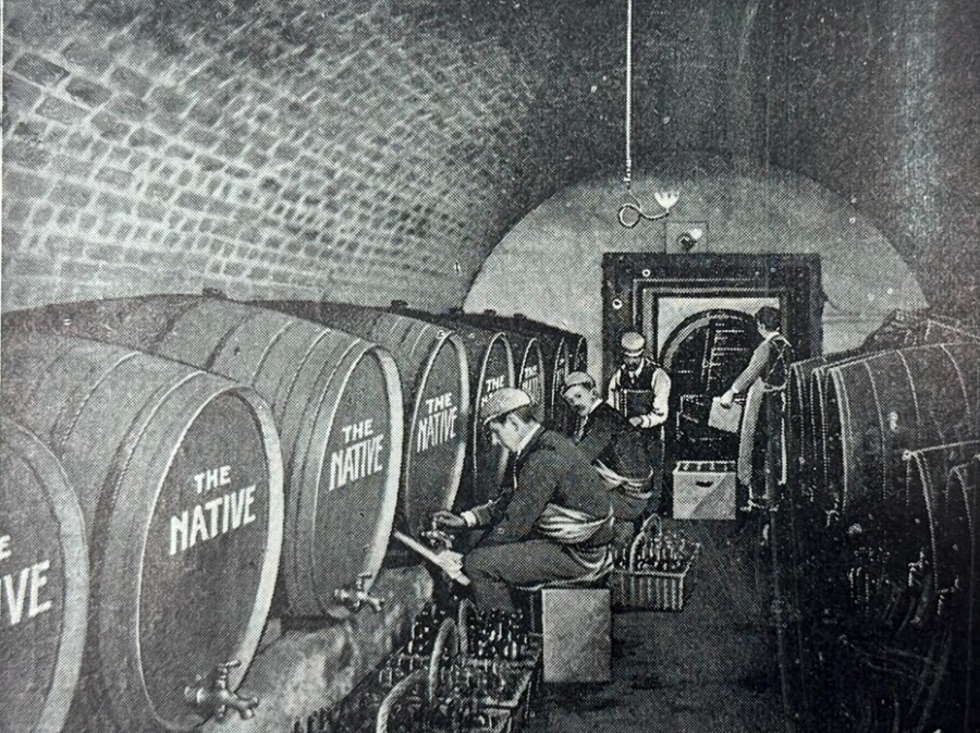 Photograph showing a section of the bottling warehouse, from the booklet, A Holiday Trip to Newry. Newry & Mourne Museum Collection
