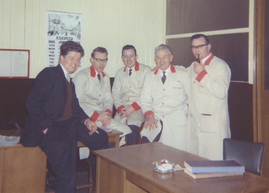 Managers at McCann’s Bakery in January 1965. Left to right: J.E. Moore, Paddy Grant, Colm Mathers, Poppy O’Hare and Gerry Murphy. Newry and Mourne Museum Collection