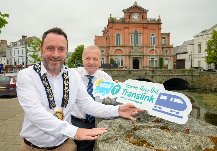 Cllr Pete Byrne, Chairperson, Newry, Mourne and Down District Council pictured with  Greg McLaughlin, Translink Service Delivery Manager.