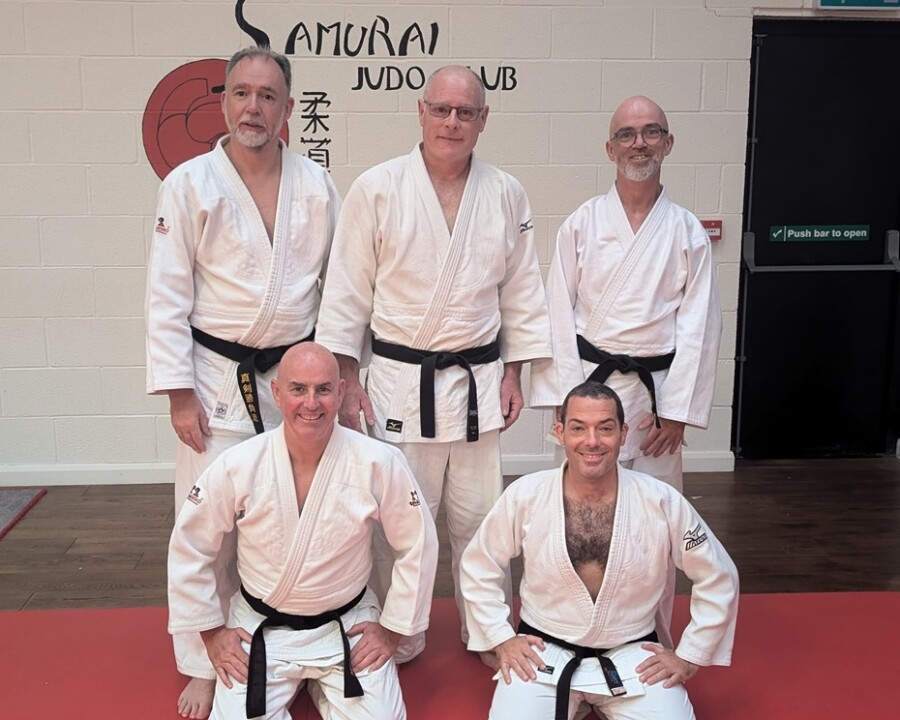 Shin Ken Shobu Ryu Judo club at the British Kata championships. Back from left: Dermot McCaul, Paul McConville, Eugene McErlain. front row: Nijel O'Neill, Damien O'Hare)