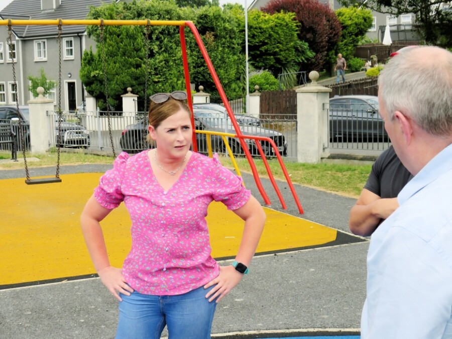 Councillor Oonagh Magennis pictured at the Belleeks playpark.