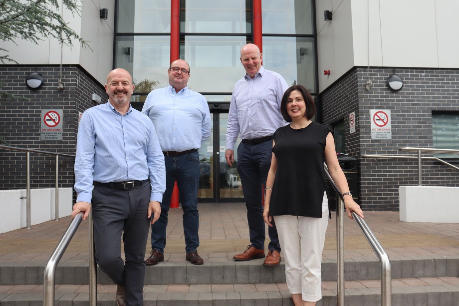 Celebrating the start of the Employ Me initiative to help people into employment. Included from left are: Raymond Sloan, Director of Client Services; Liam Devine, CEO Clanrye Group; Brian Doran, CEO of Southern Regional College; Judith Poucher, Deputy CEO Clanrye Group.