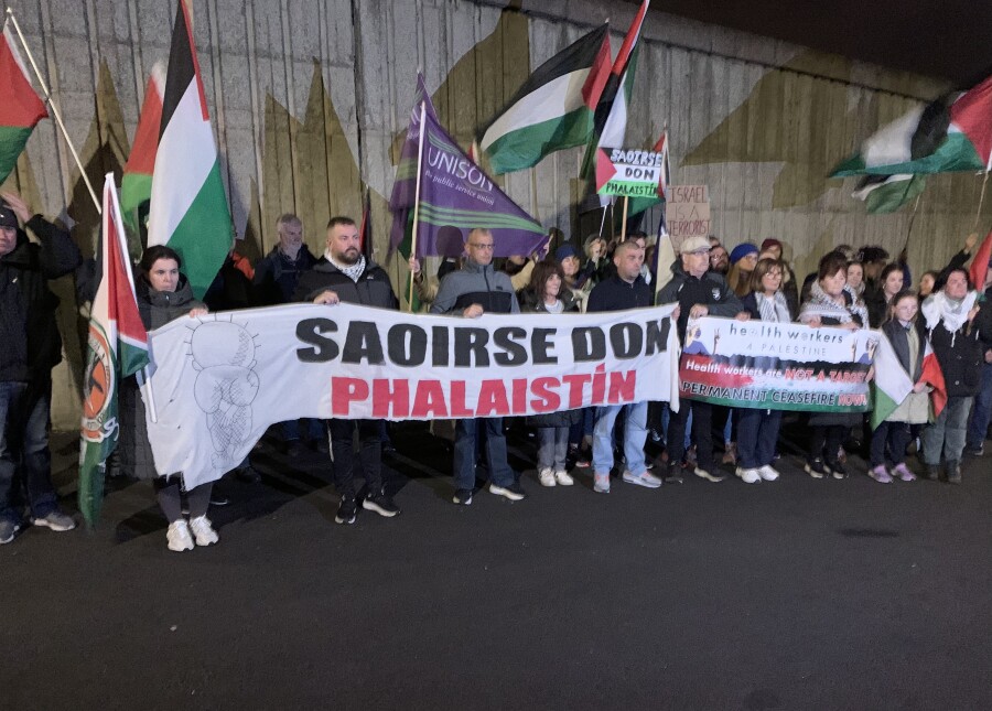 Pictured at the healthcare vigil in support of Gaza at Daisy Hill.
