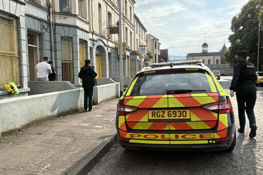Police at the scene on Wednesday night. Photograph: Mark Pearce